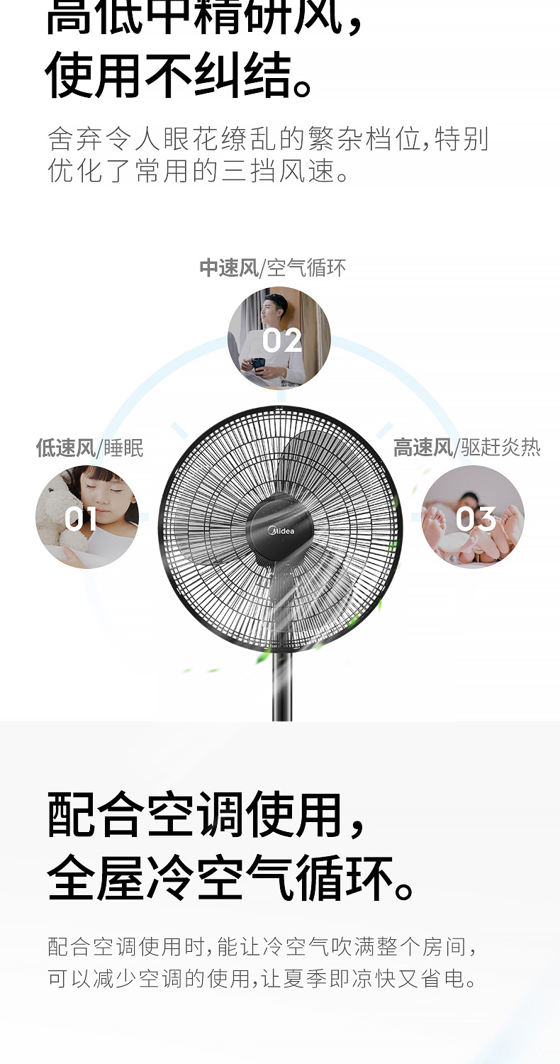 美的 台立两用电风扇 3档可调 图4