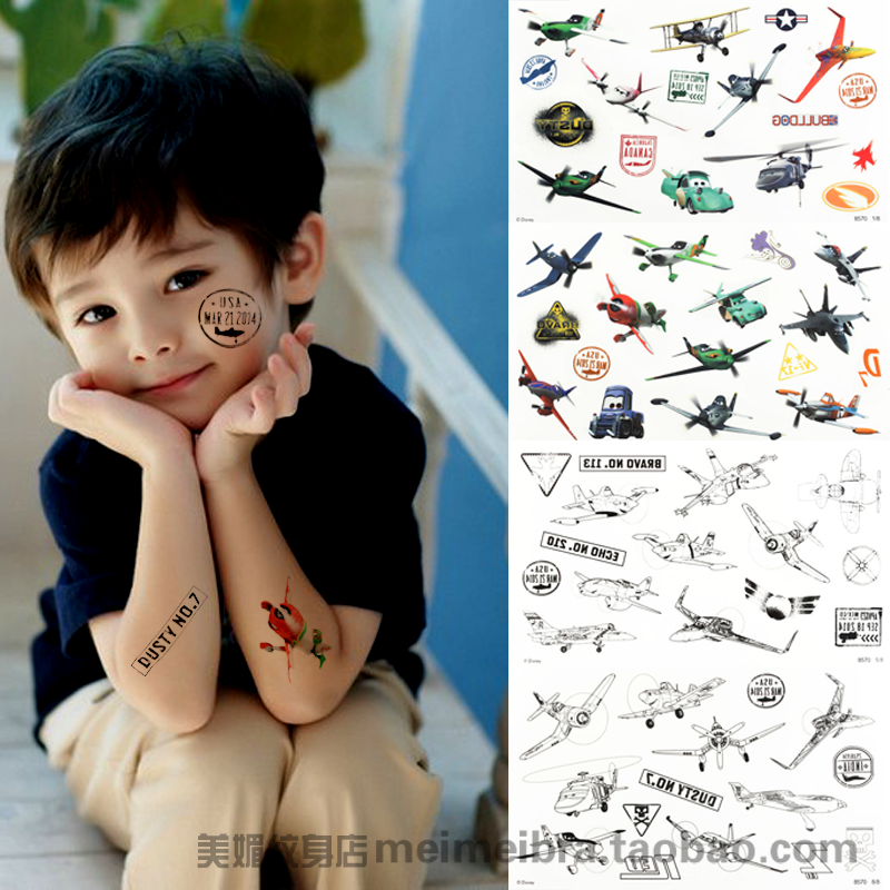 Tattoo Sticker Waterproof Child Cute Cartoon Plane Total Mobilised 8 Loaded Boys To Love School Gifts