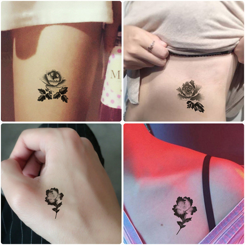 Tattoo stickers waterproof ins wind cool personality dark girl lasting small pattern rose sexy chest clavicle