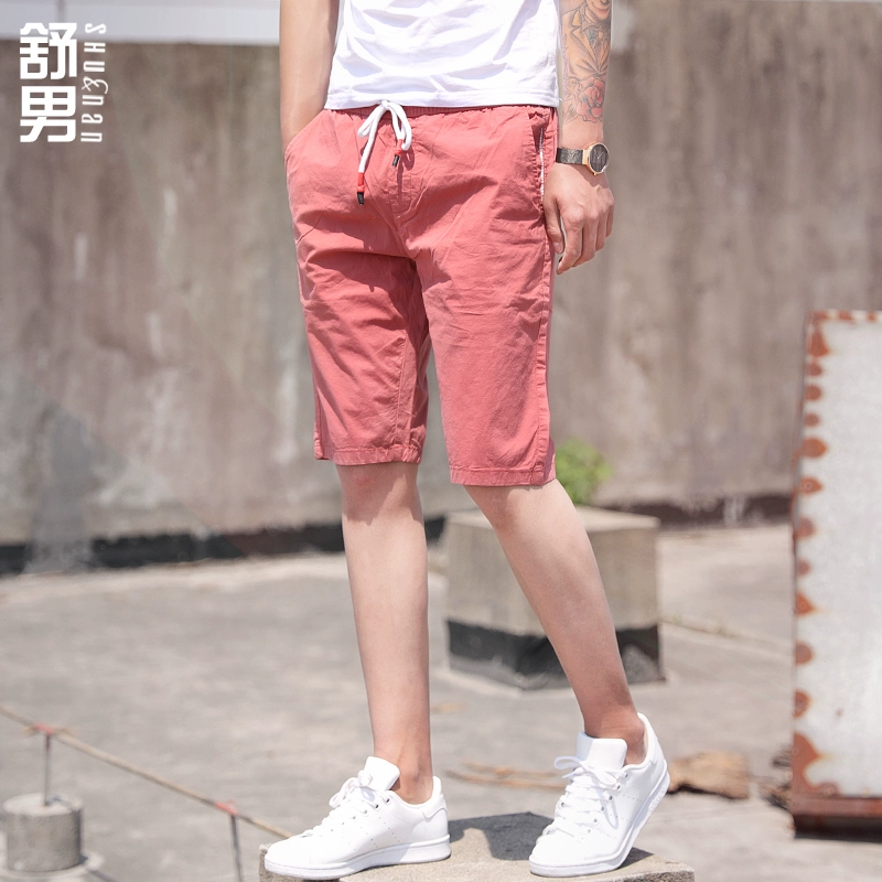 Shu Nan quần short nam mùa hè quần năm điểm lỏng lẻo xu hướng quần đi biển thanh niên nam thương hiệu thủy triều - Quần mỏng
