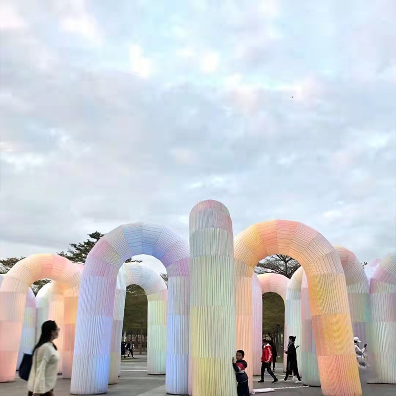 Luminous double dragon inflatable arch tent wedding can be customized inflatable model opening balloon advertising celebration rainbow door