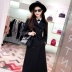 Xuân 2019 mới áo gió Hàn Quốc nữ dài tay áo ngực đôi áo dài eo đen thon gọn - Trench Coat