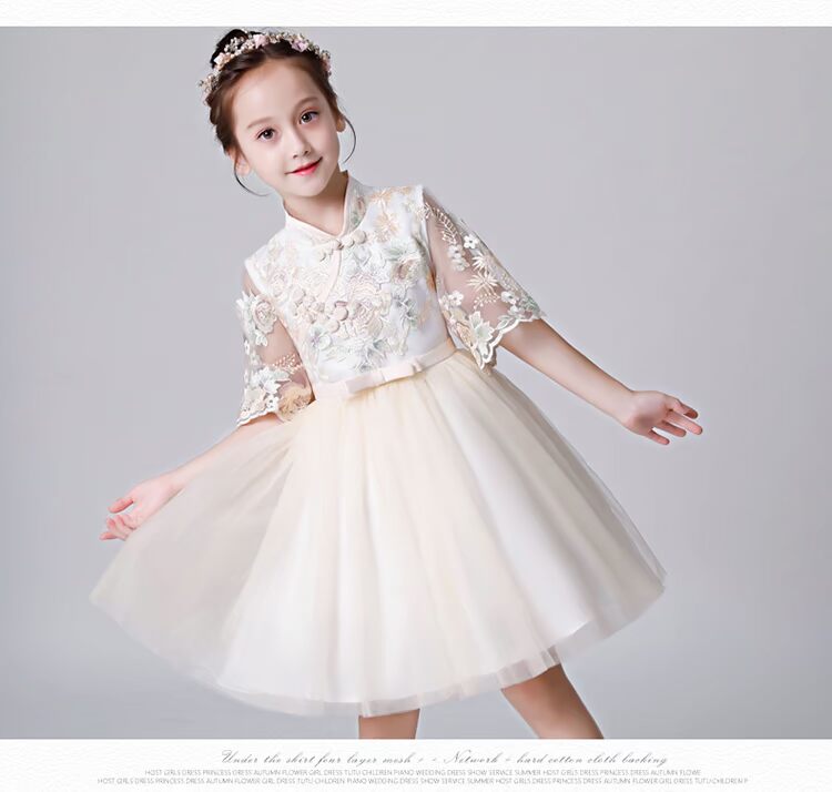 Váy cô gái hoa Trung Quốc váy cưới sườn xám váy 2018 mới catwalk violin trang phục trẻ em công chúa váy quần áo em bé