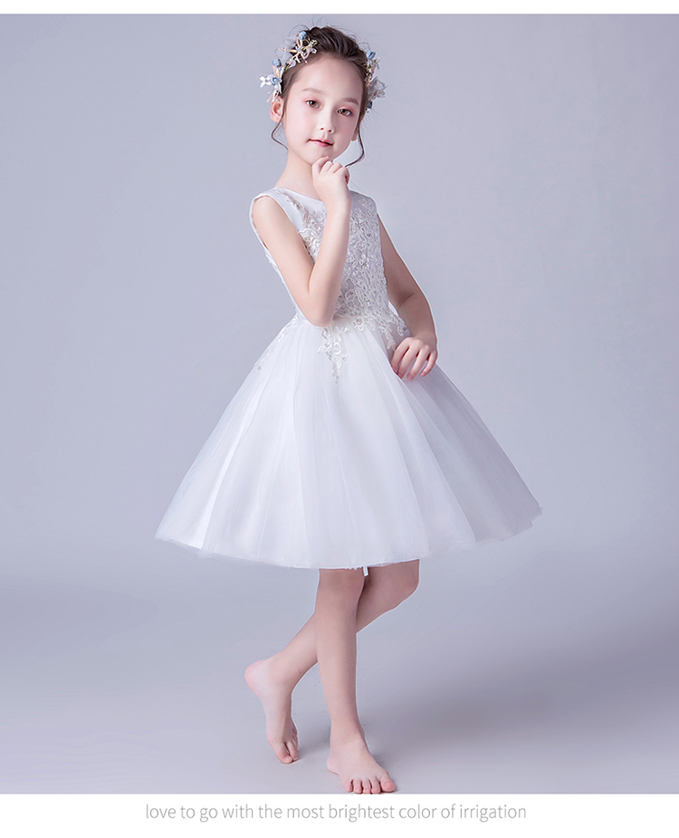Cô gái sinh nhật công chúa váy trắng piano trang phục buổi tối váy tutu hoa cô gái váy cô gái trẻ váy cưới - Váy trẻ em đồ cho bé gái