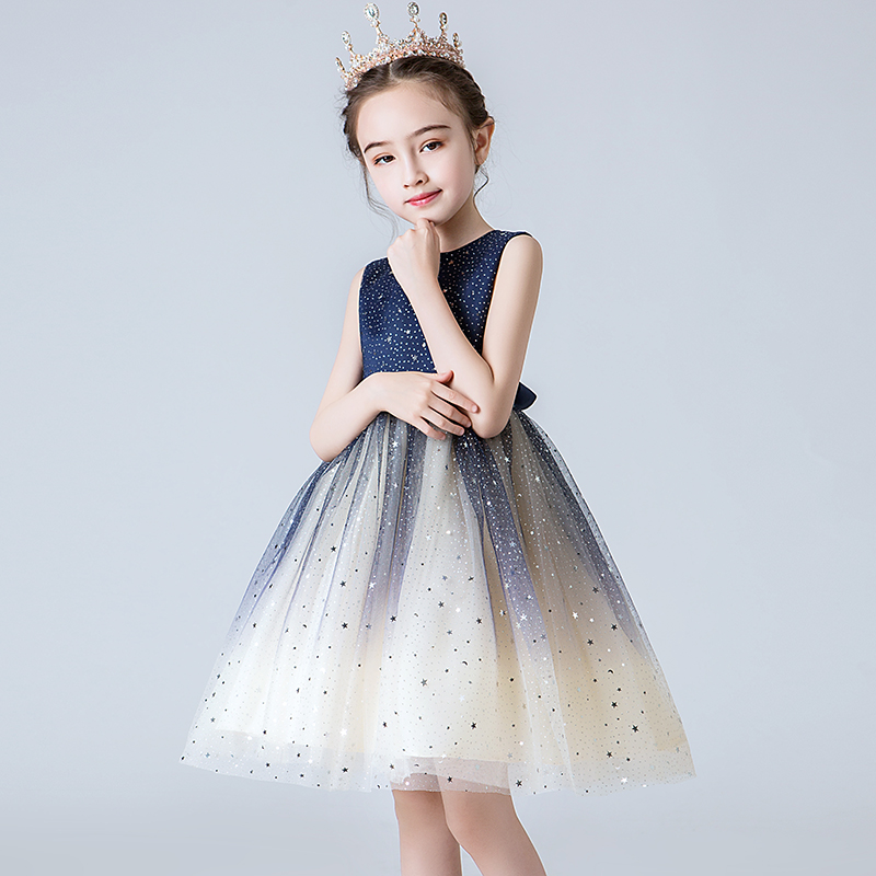 Girls dress princess dress foreign atmosphere wedding flower boy fluffy yarn children girl host birthday piano performance dress
