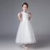 Cô gái váy trắng đàn piano trang phục lớn trẻ em dài tốt nghiệp ăn mặc công chúa váy chủ fluffy sợi mùa hè đầm cho bé gái Váy trẻ em