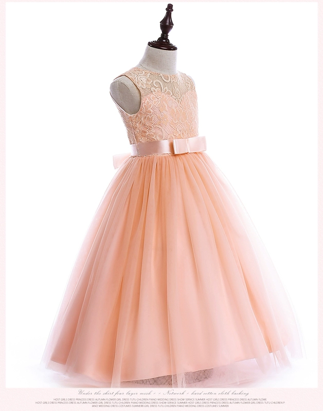 Cô gái trong lớn trẻ em ăn mặc trẻ em hiệu suất quần áo hoa cô gái mùa xuân và mùa thu pettiskirt dài đàn piano cho thấy máy chủ sàn diễn ... váy xinh cho bé