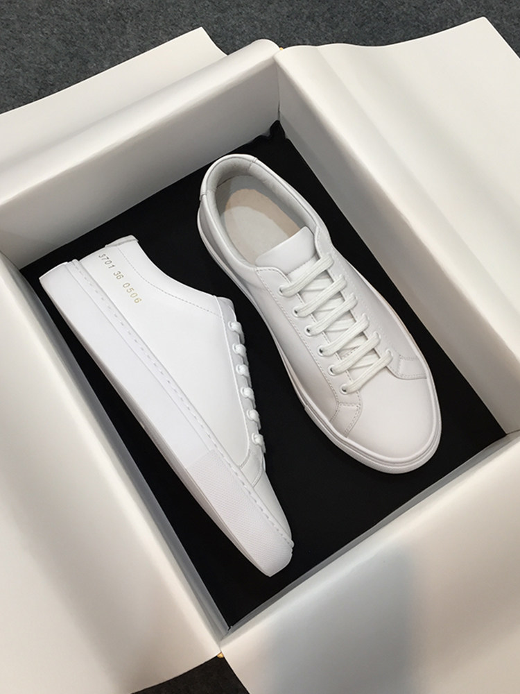 Common White Sneakers for Women, Liu Wen Style, Flat Genuine Leather Casual Shoes, Korean Version Versatile Couple Sneakers for Women
