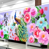 Вышитые павлины цветы цветут богатые вышивающие вышивные стежки.