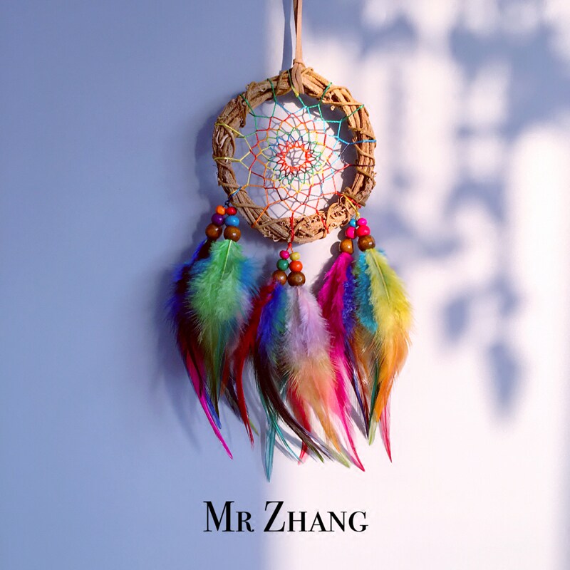 MR ZHANG MR ZHANG hand-made original dream catcher Indian feather pendant Literary gift Car pendant