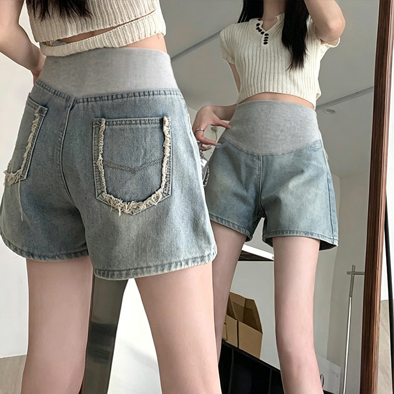 Maternity Shorts, New Summer Style, Thin Denim Wide-Leg Pants, Korean Style, Popular Versatile Sports Casual Pants, Mid-Length Pants Maternity Shorts, New Summer Style, Thin Denim Wide-Leg Pants, Korean Style, Popular Versatile Sports Casual Pants, Mid-Length Pants