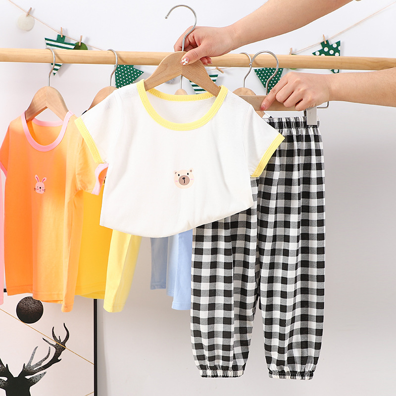 Children's short-sleeved suit cotton girls summer clothes boys T-shirt baby baby clothes Korean children's clothing 2022 new
