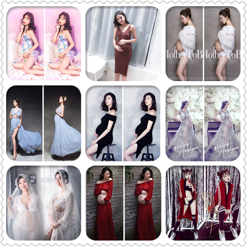 2020 new Korean edition themed dress pregnant woman writing true clothing perspective yarn dress mommy photo clothes photo gallery Photography
