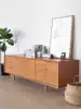 Two black wood TV cabinet Nordic Japanese solid wood TV cabinet Modern simple storage living room small apartment audio and video