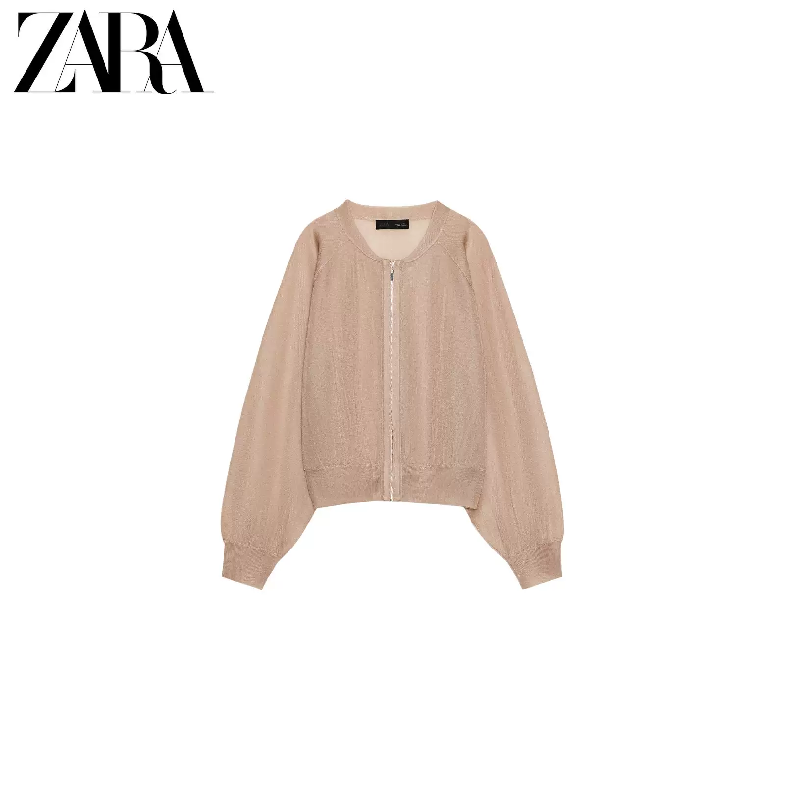 ZARA 2026 весна-лето новые поступления женская вязаная куртка-бомбер длинным рукавом круглой горловиной, № 9598043 713