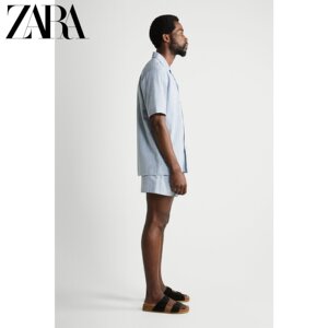 ZARA  男装 蓝色棉质套装衬衫 00775400403