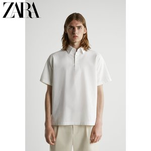 ZARA 夏季新款男装 直筒全棉 纹理 POLO领短袖衬衫 07545290251