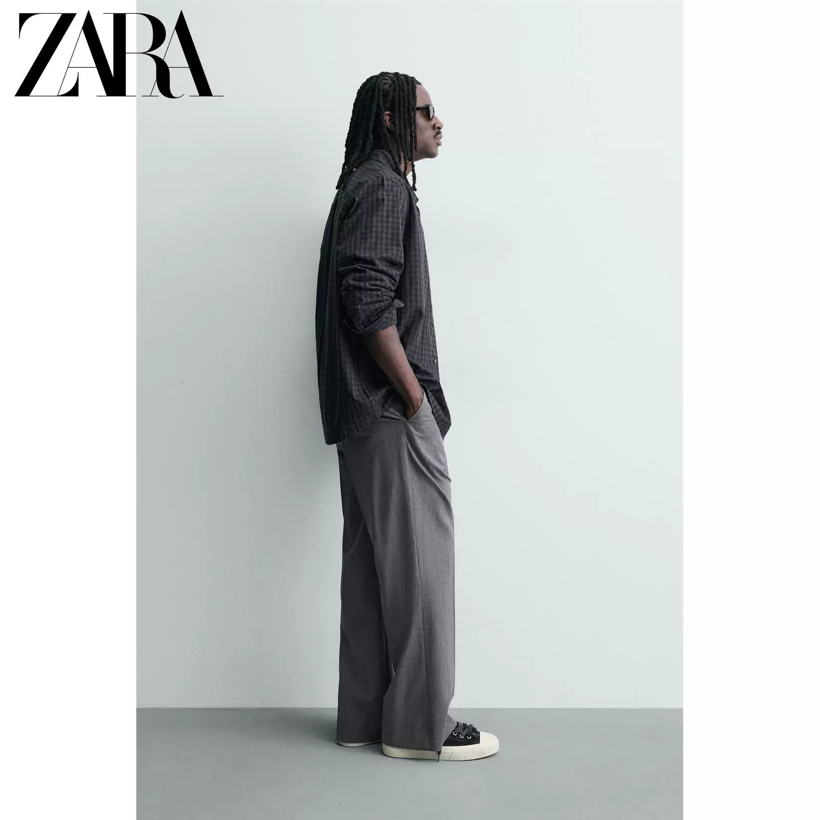 ZARA новые поступления весна-лето 2026 Мужская клетчатая свободная посадка с лацканом рубашка с длинным рукавом 6103414 485