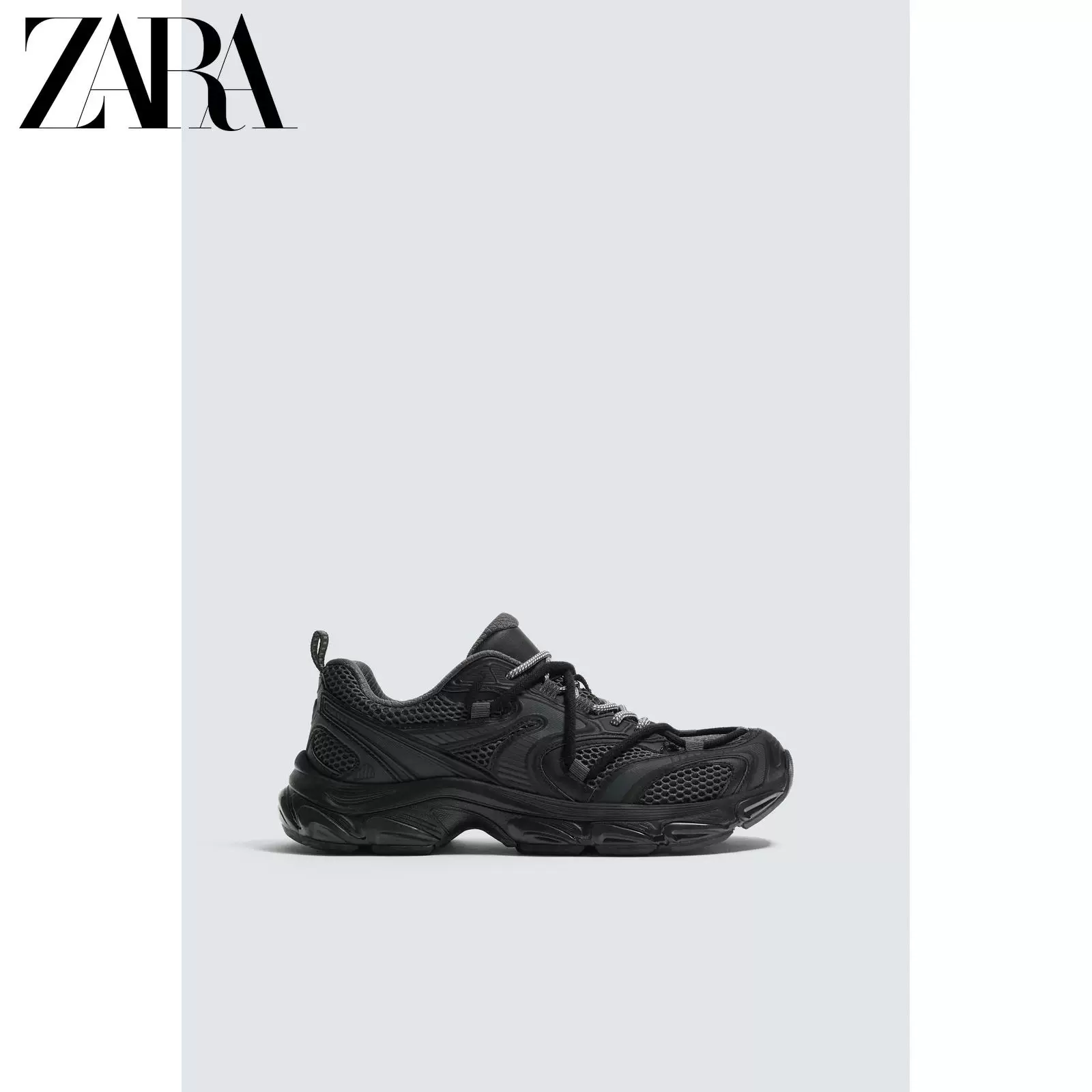 ZARA 2026 весна-лето новые товары мужские кроссовки двуслойная шнуровка неравномерно толстая подошва дизайн 2392720 800