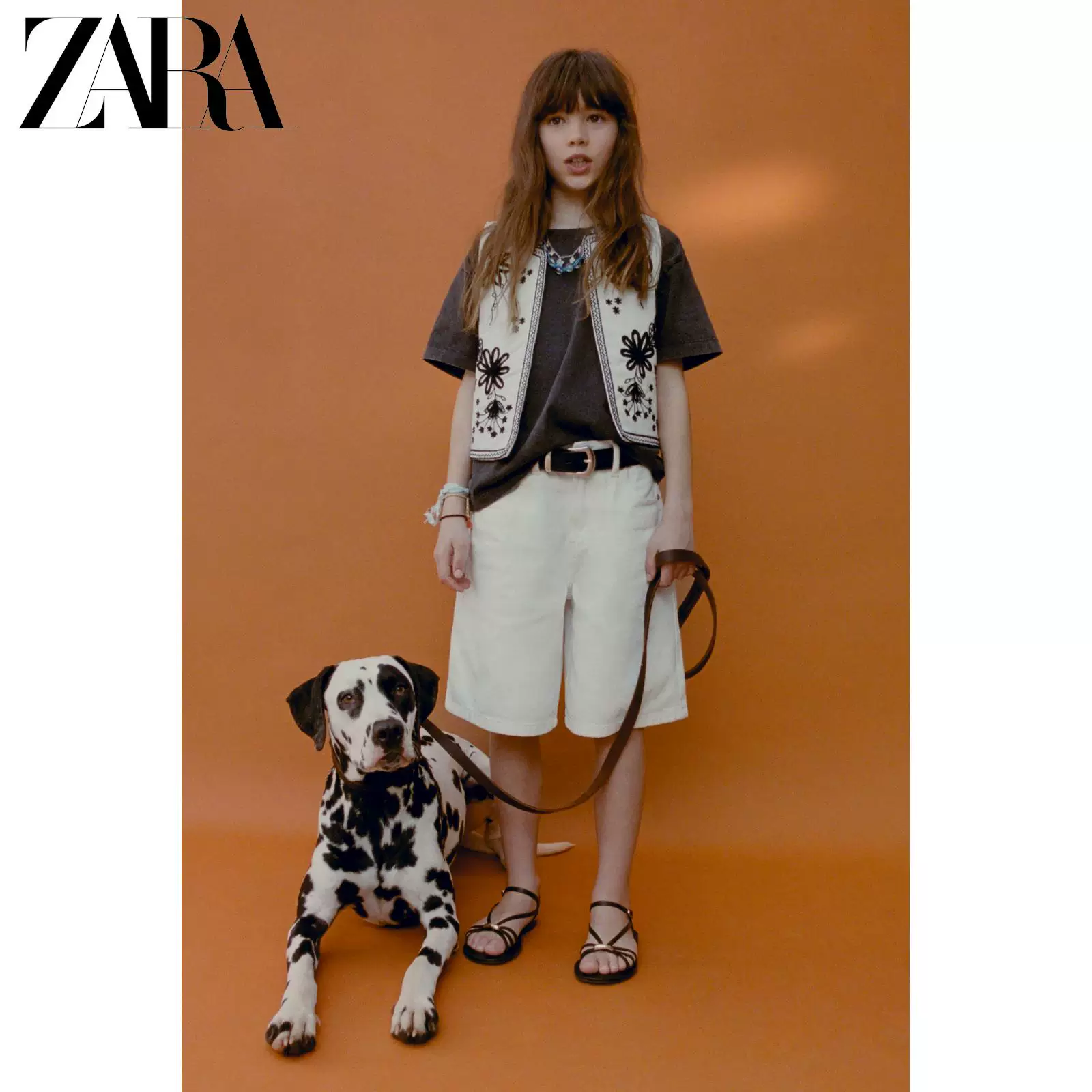 Летний жилет ZARA с круглым вырезом без рукавов, детская одежда, с вышивкой