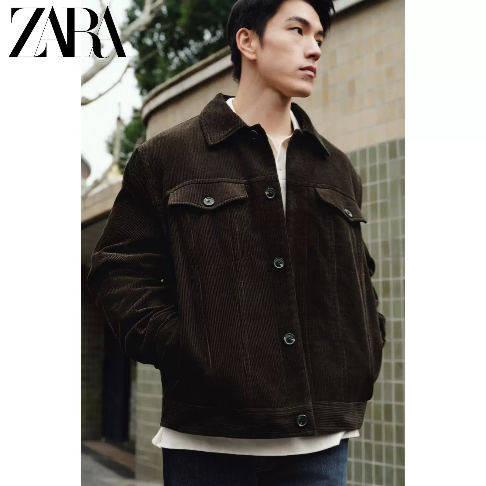 Жакет из кордуро цвета лета ZARA, свободный прямой крой
