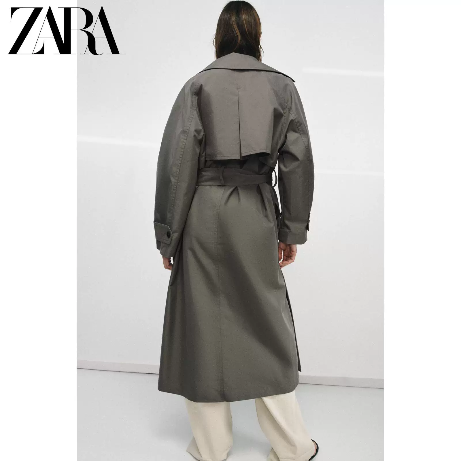 ZARA 2026 весна-лето новые товары женская серия ZW длинный рукав лацкан свободный пояс ветровка 0518049 102
