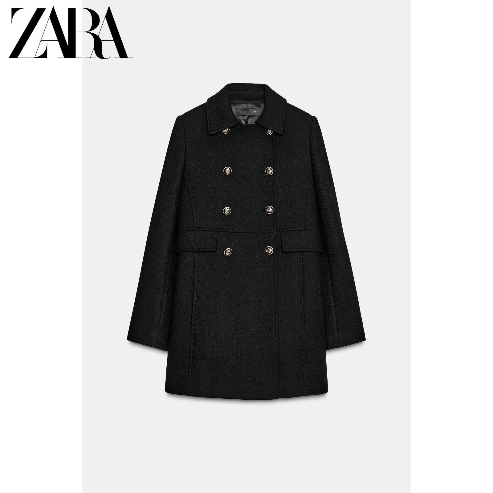 ZARA 2025 Осенний новый поступление Женская шерсть смесовая двойной ряд короткий пиджак 8473107 800