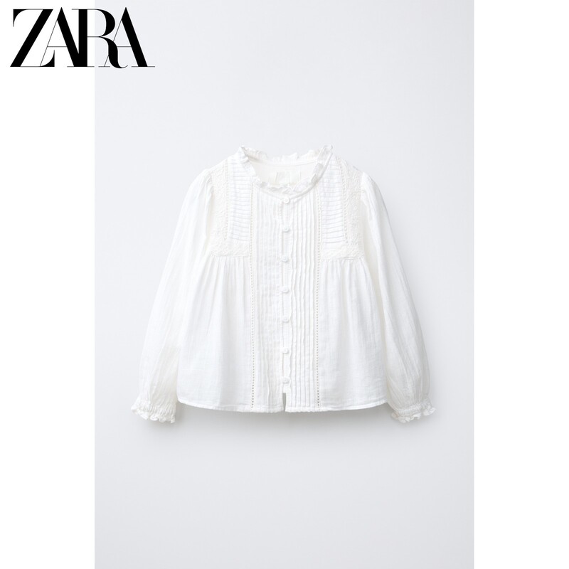 Zara2026 Autumn New Collection Girls' Clothing Ruffled Embroidered Romantic Style Shirt 7521713 251 Zara2026 Autumn New Collection Girls' Clothing Ruffled Embroidered Romantic Style Shirt 7521713 251