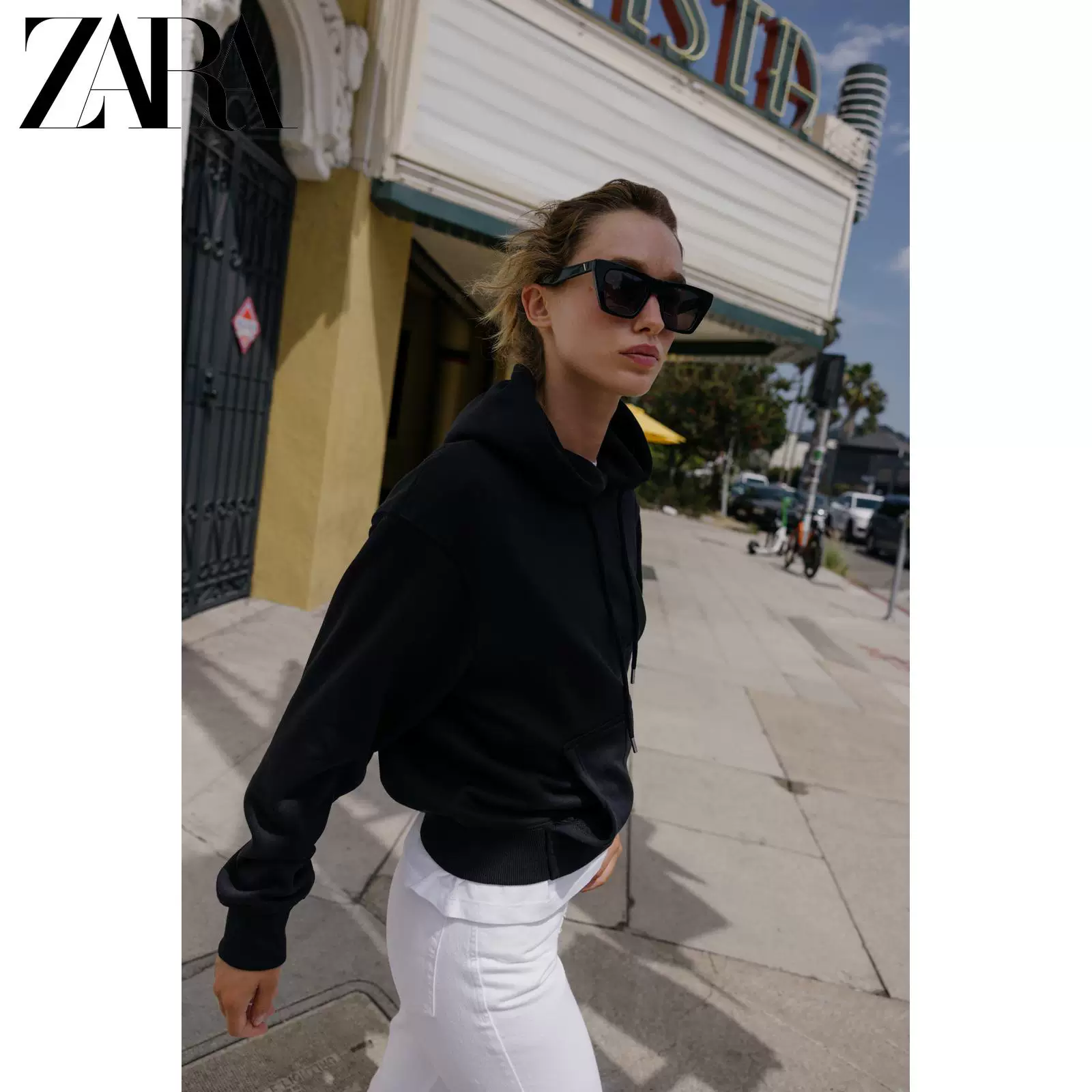 ZARA 2025 Осенний новый поступления Женский свитер с круглым вырезом длинный рукав базовый худи 3199630 800
