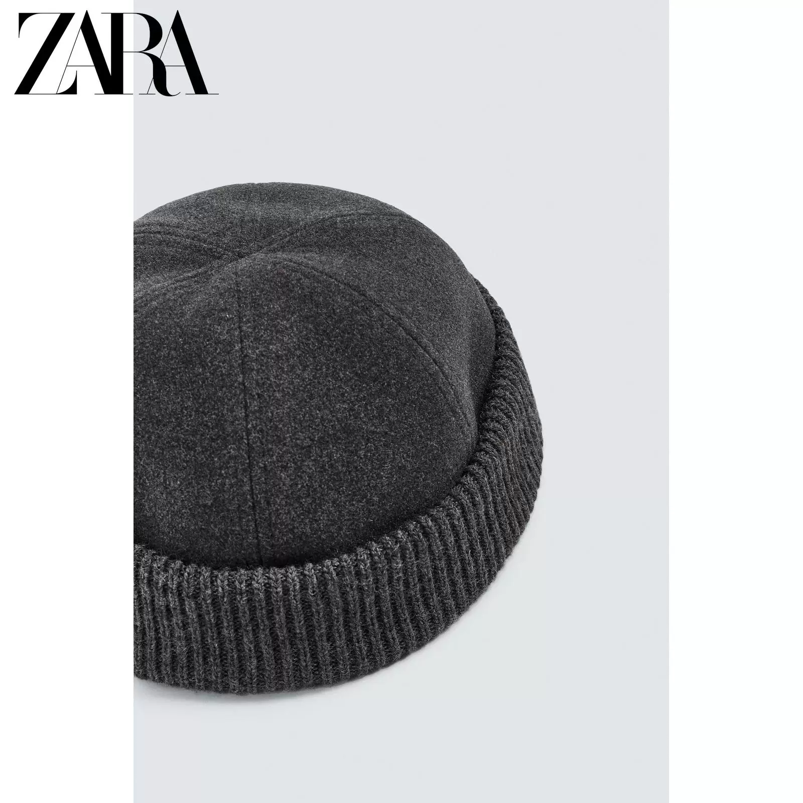 ZARA 2025 зимние новинки мужская короткая вязаная шапка 9065306 807
