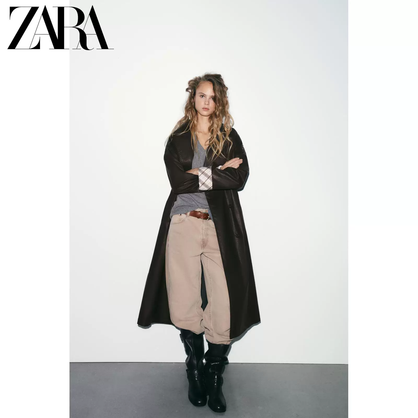 ZARA 2025 зимний новый товар TRF женский пуховый кожаный длинный виндбэк 5854828 716