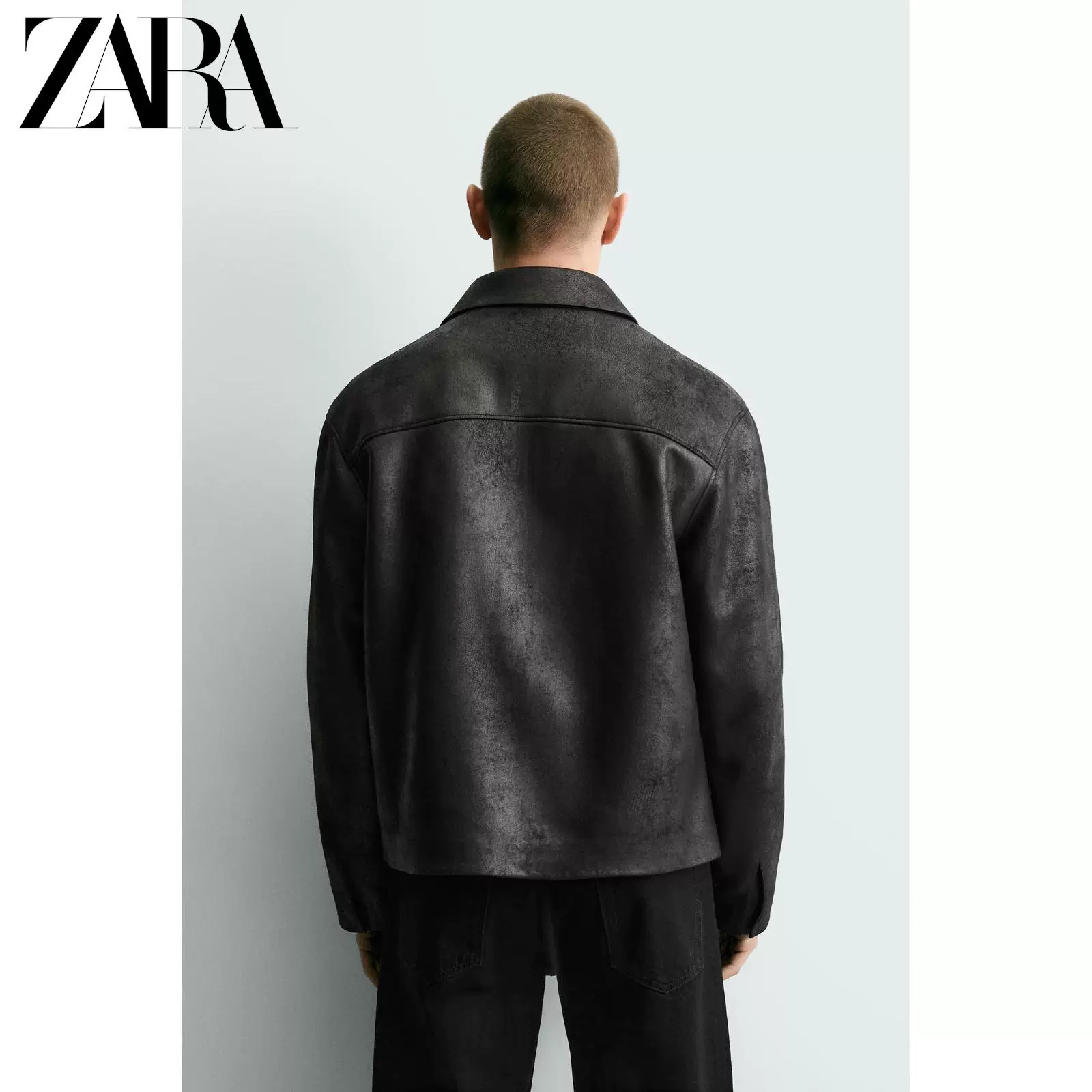 Сезонное распродажа ZARA мужская куртка из кожи с эффектом стирки, молния 2949200 800