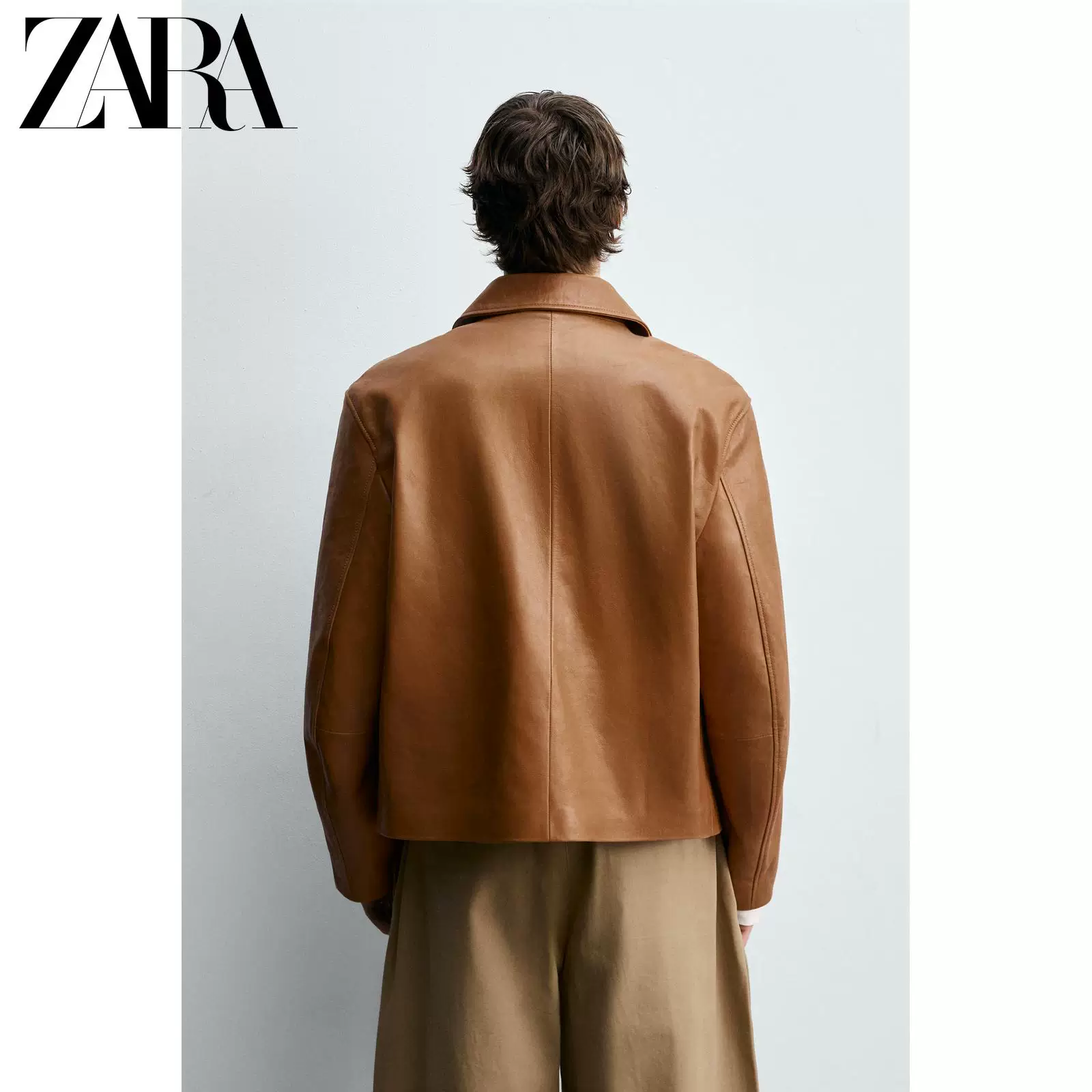 ZARA 2026 весна-лето новые изделия мужская тонкая прямая кожаная куртка кожаная куртка 5479405 732