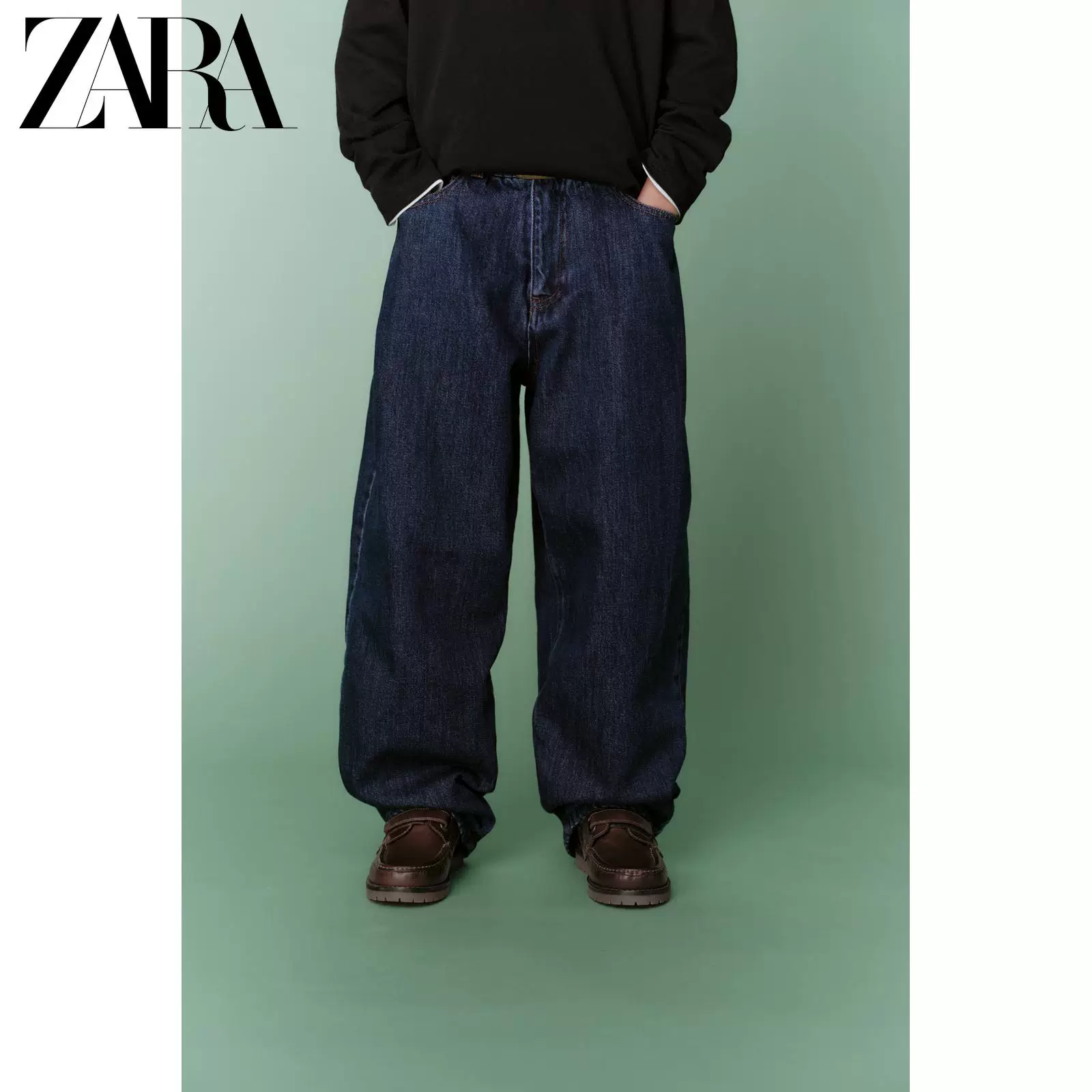 ZARA 2026 год весна-лето новые товары детская одежда мальчики шариковый текстиль лезвий серповидная джинсы 5644900 407