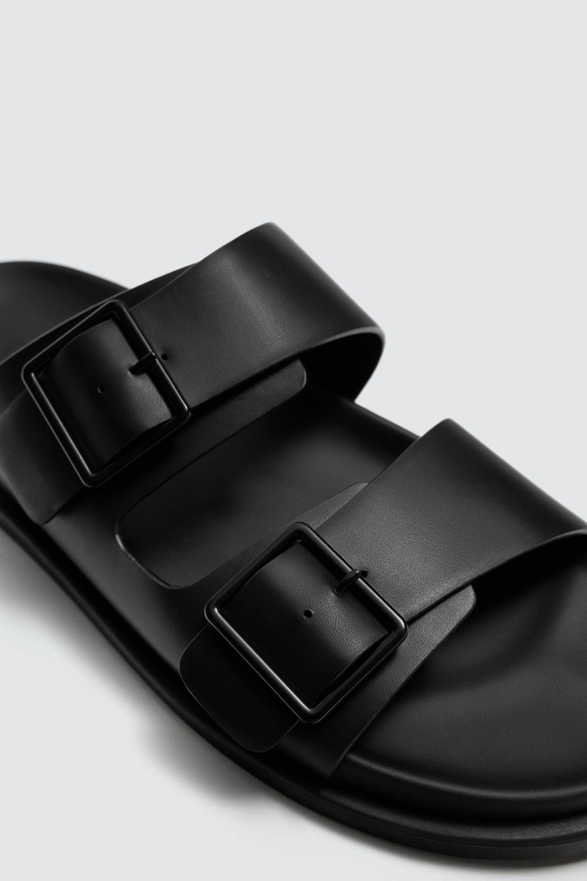 ZARA 2026 новая весна и лето Вкус мужская обувь черный двойной Украсить квартира сандалии песчаный пляж Туфли 2703720 800 