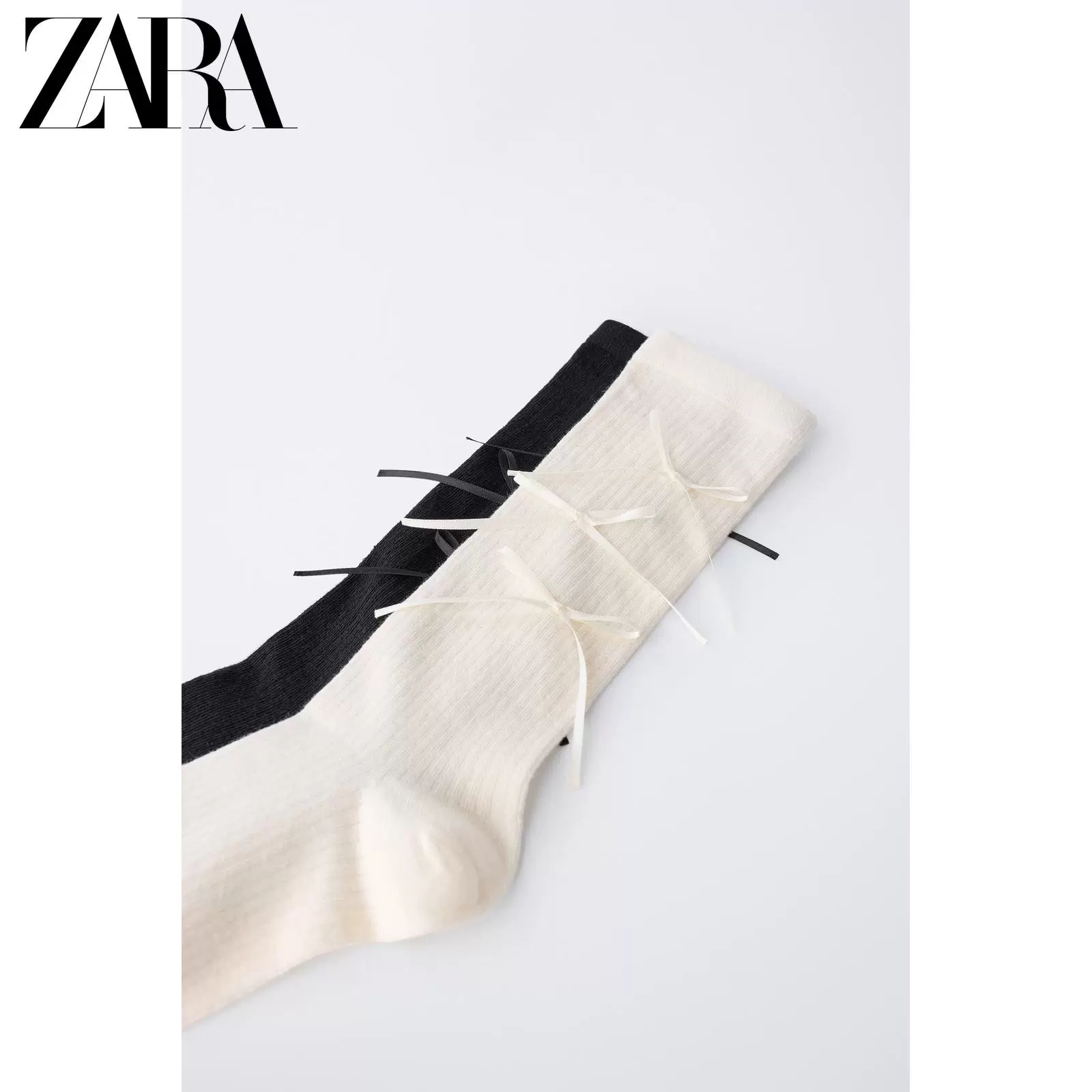 ZARA 2026 весна-лето новые товары детская одежда набор из двух пар носков с бантами длинные 1554701 084