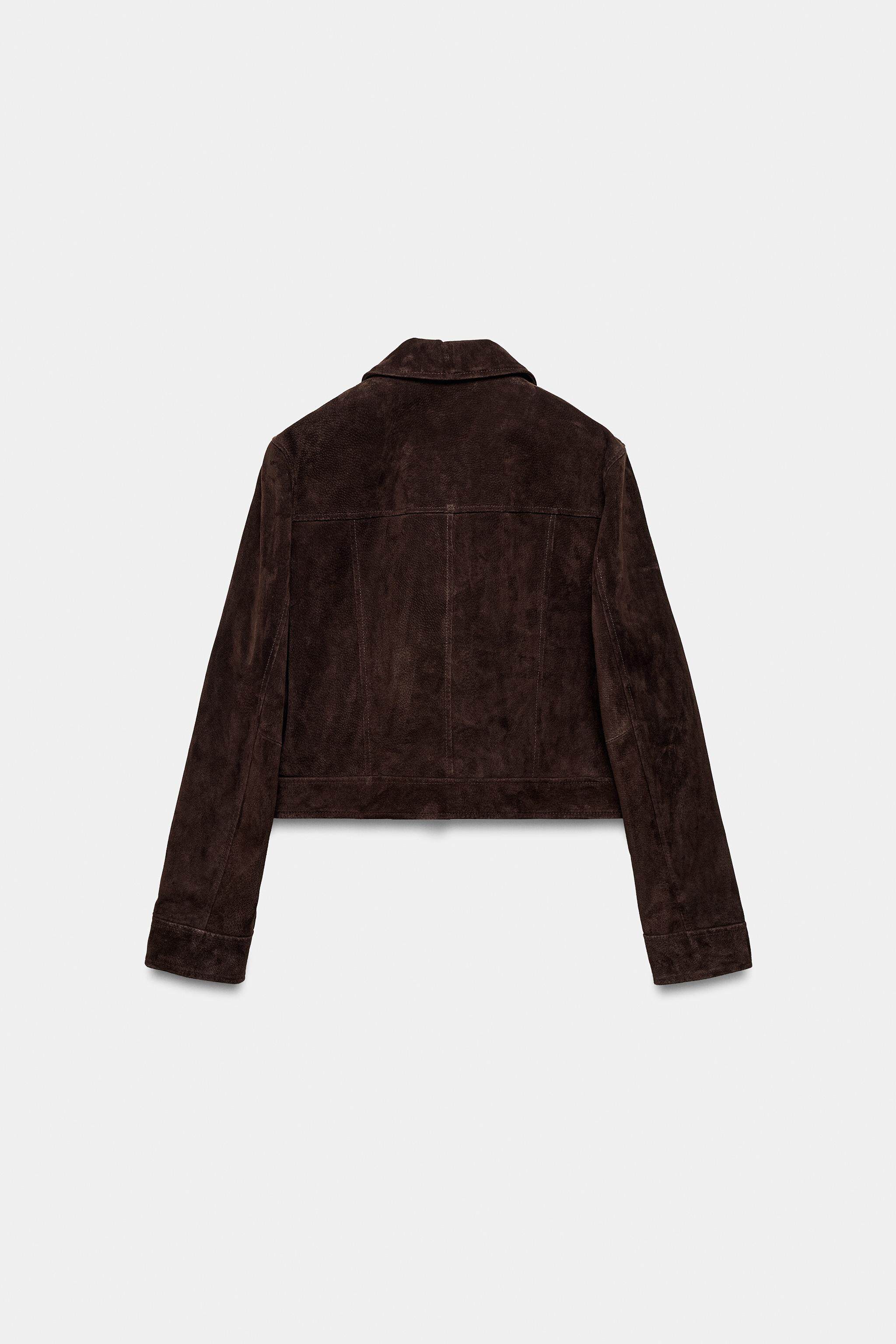 Кожаная куртка zara2026春夏新品 女装 长袖翻领100%反绒皮夹克外套 8073060 716