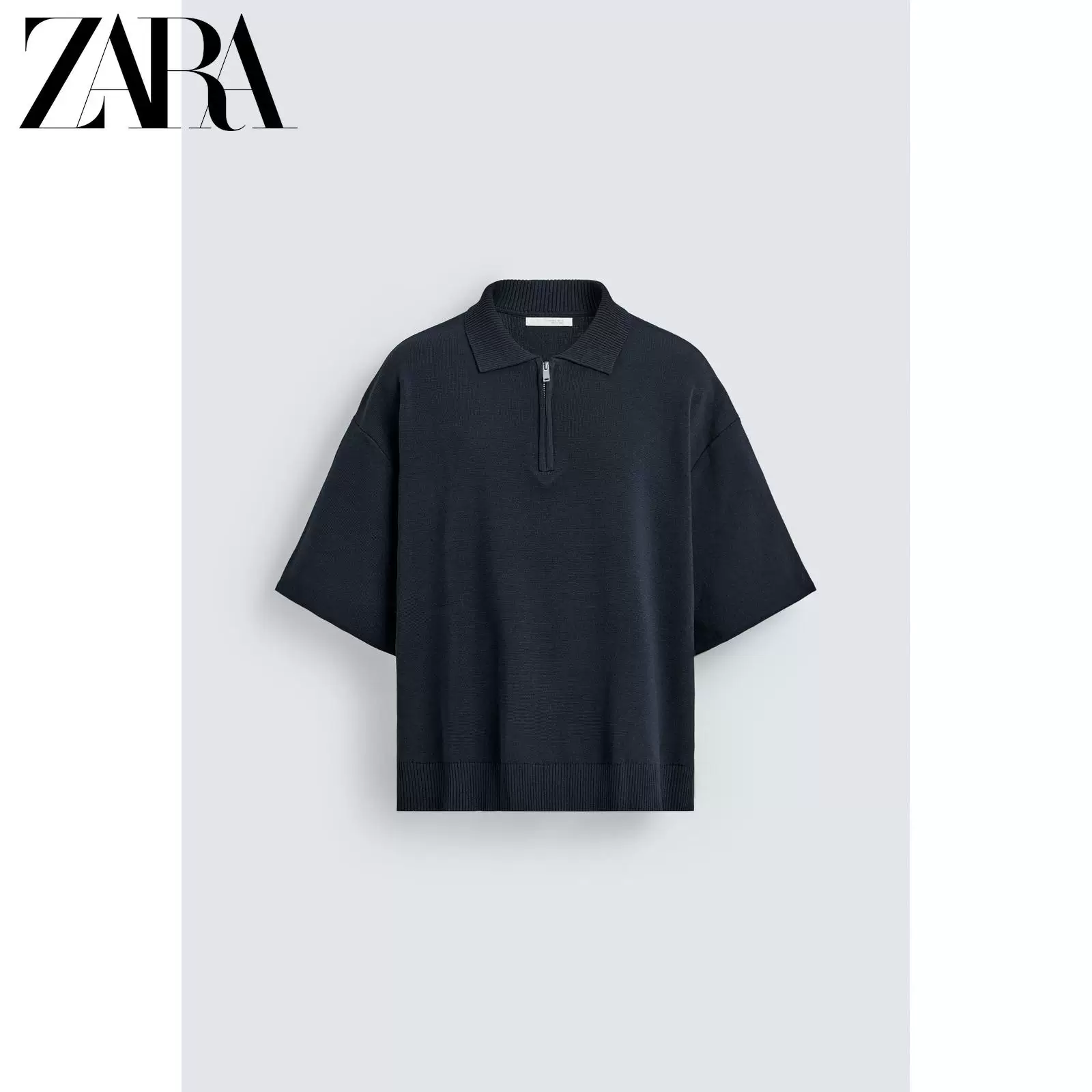 Поло с коротким рукавом и молнией, летнее, короткая связанная ткань от ZARA