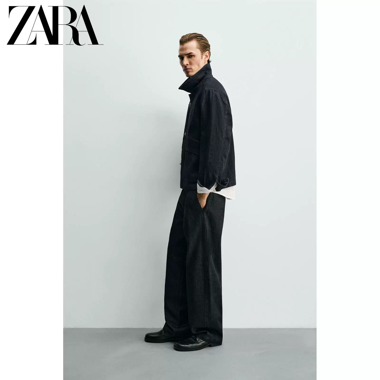 ZARA 2026 весна-лето новые товары Мужская свободная джинсовая куртка с металлическим узлом на кнопке 4470404 405