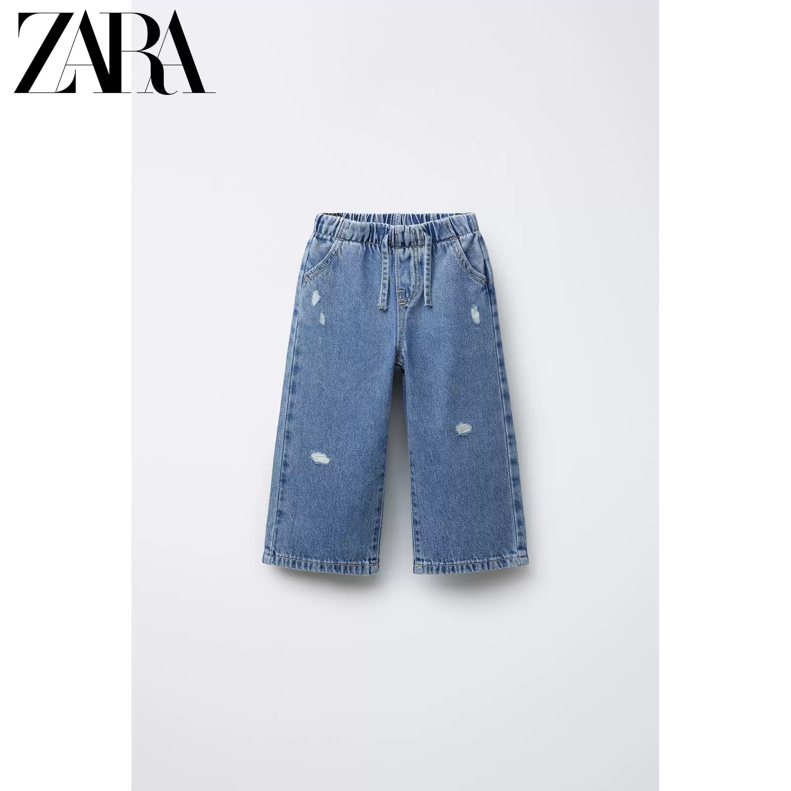 ZARA 2026 год весна-лето новые поступления, девочки и малыши, рваные и элегантные свободные широкие джинсы 8727602 427