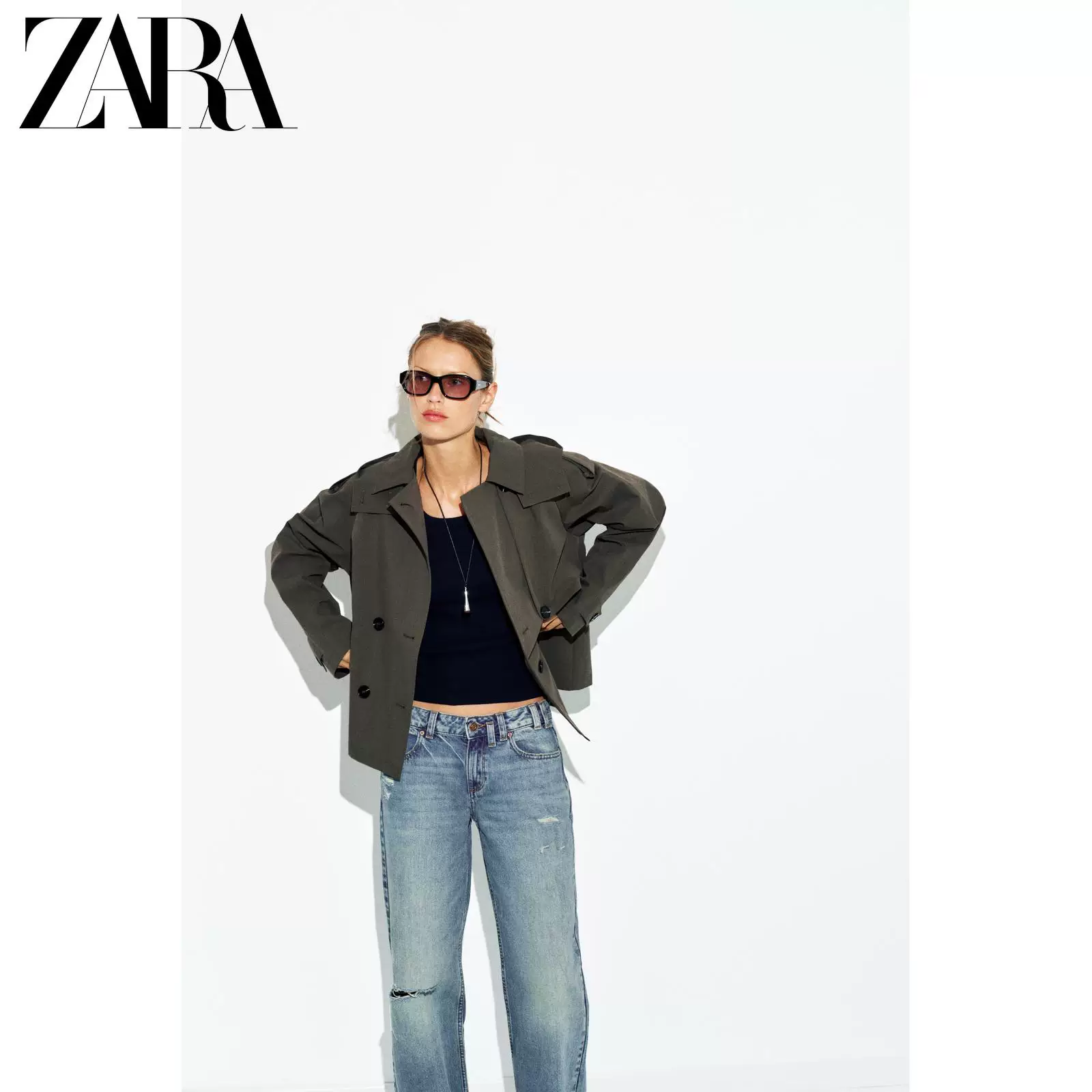 ZARA 2026 весна-лето новые товары Женское длинный рукав лацкан мешковатый повседневный худи короткая ветровка 6318050 962