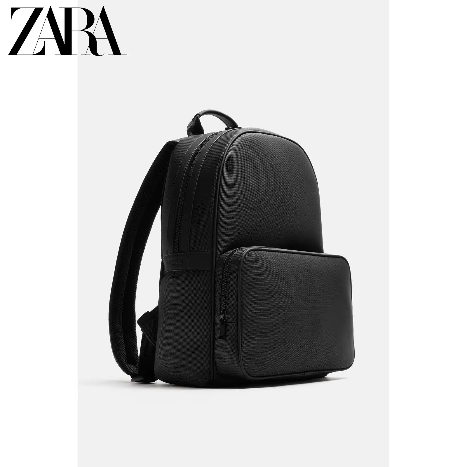 ZARA 2025 Summer New Products Men's Bag Black Laminated Outer Backpack 3206620 800