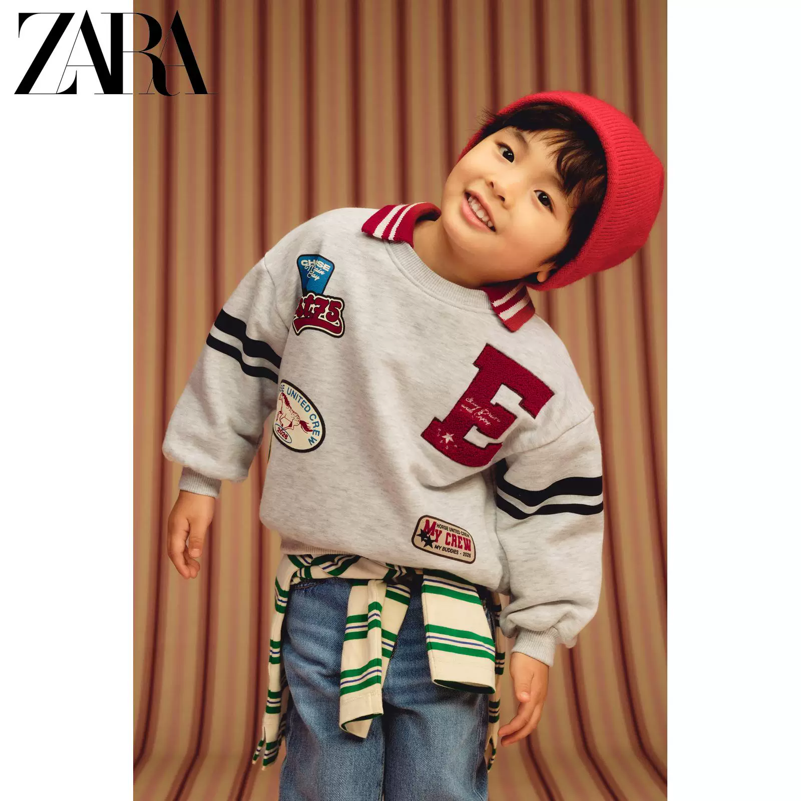 Специальное предложение ZARA. Свитшот для малышей и детей с длинным рукавом с нашивкой-печатным принтом 0377998 812