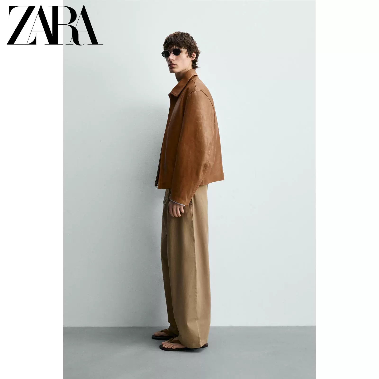 ZARA 2026 весна-лето новые изделия мужская тонкая прямая кожаная куртка кожаная куртка 5479405 732