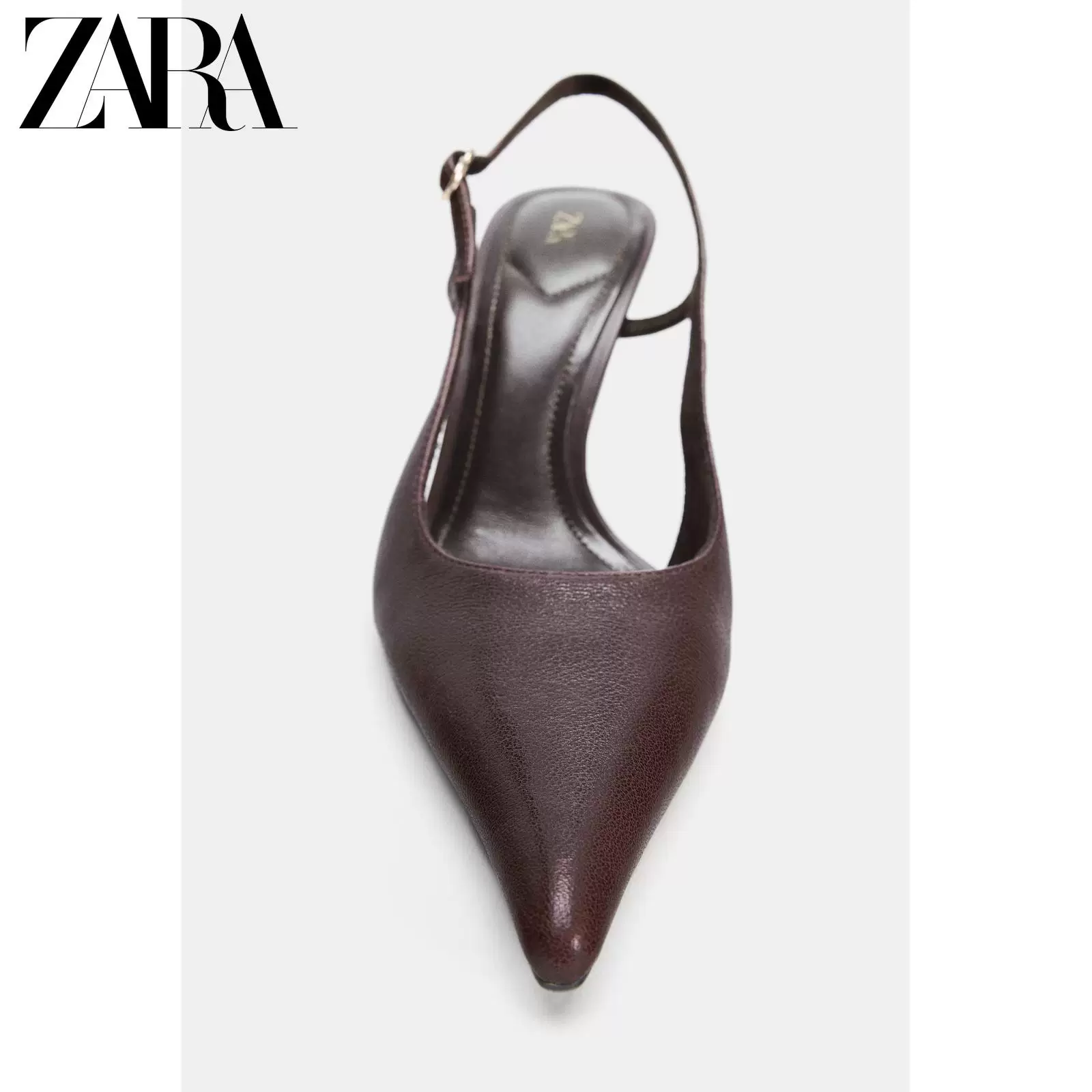ZARA 2026 Spring and Summer New Products Women's Shoes Metal Buckle Sling Leather Pointed High Heels 2236710 022