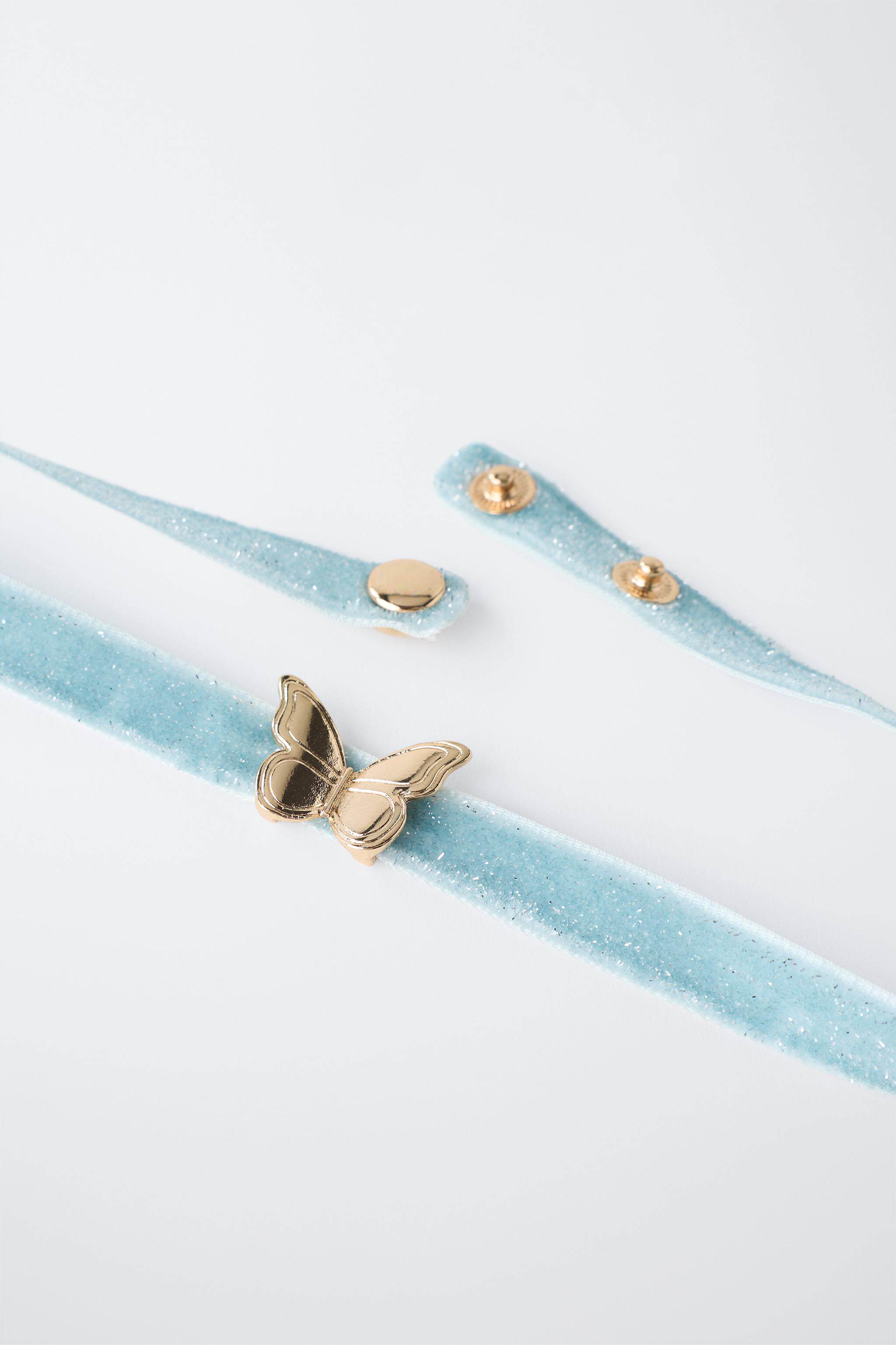 Ожерелье zara2026春夏新品 童装 两条套装蝴蝶天鹅绒百搭项圈 0441646 303