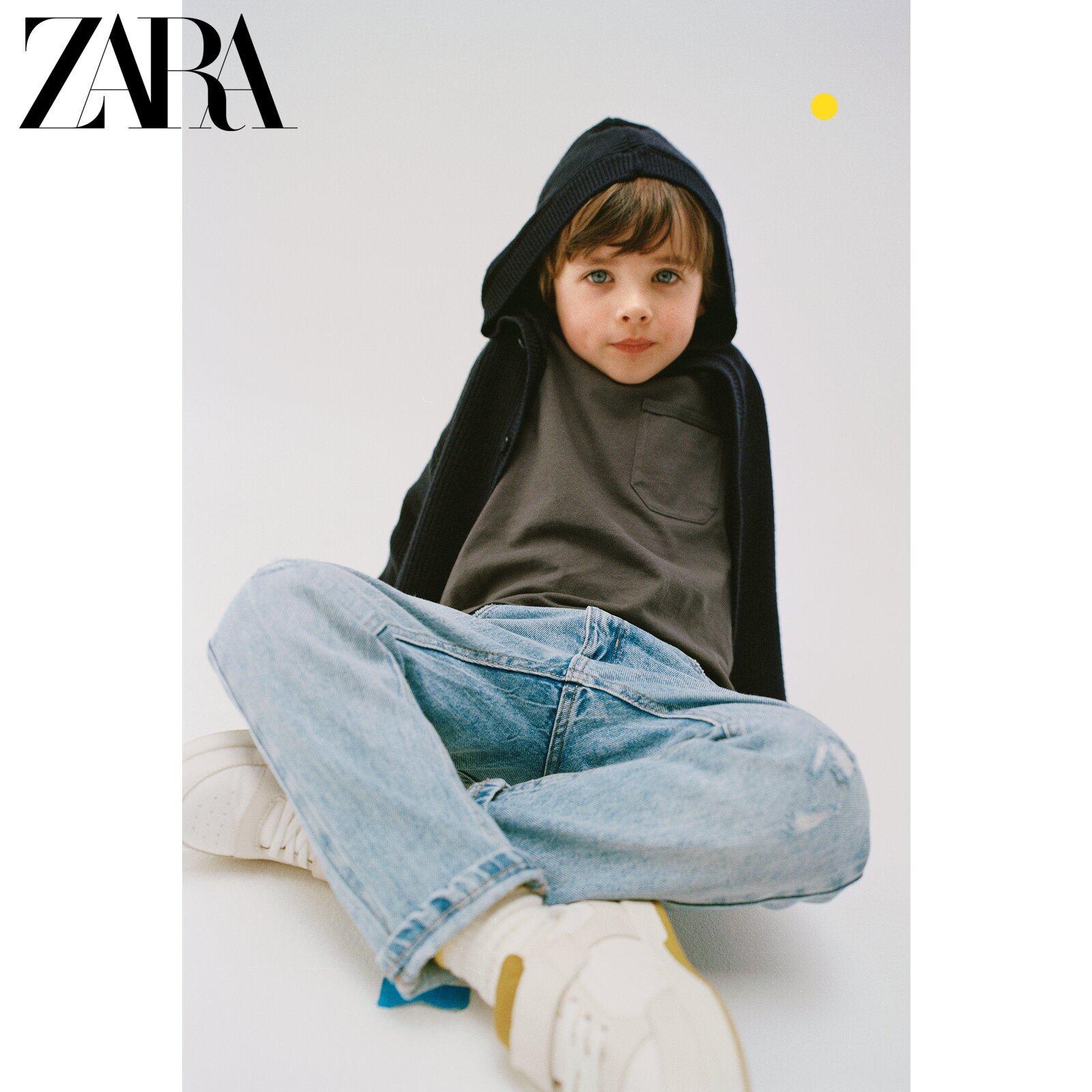 ZARA new baby boy toddler with cap knit jacket 5536512401