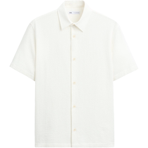 ZARA24 spring new product mens white simple texture loose casual short-sleeved shirt 7545471 712