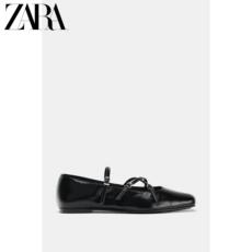 时尚芭蕾鞋 zara2026春夏新品 女鞋 龟裂效果玛丽珍圆头芭蕾鞋 2813610 800