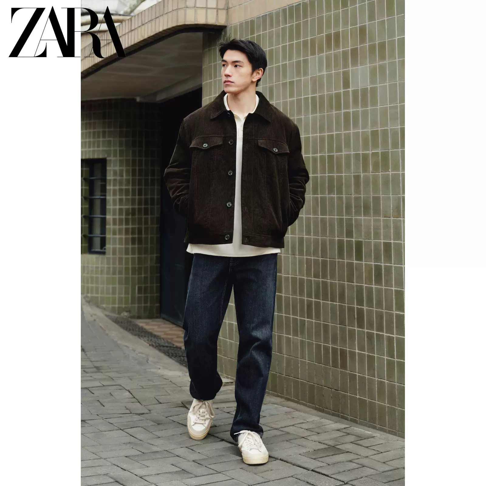 Жакет из кордуро цвета лета ZARA, свободный прямой крой